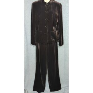 New Vtg Ann Taylor Velvet Suit 8 Blazer Pants Chocolate Brown Classic Polished